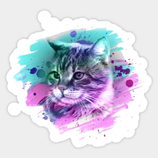 Cat head painting in soft colors Sticker